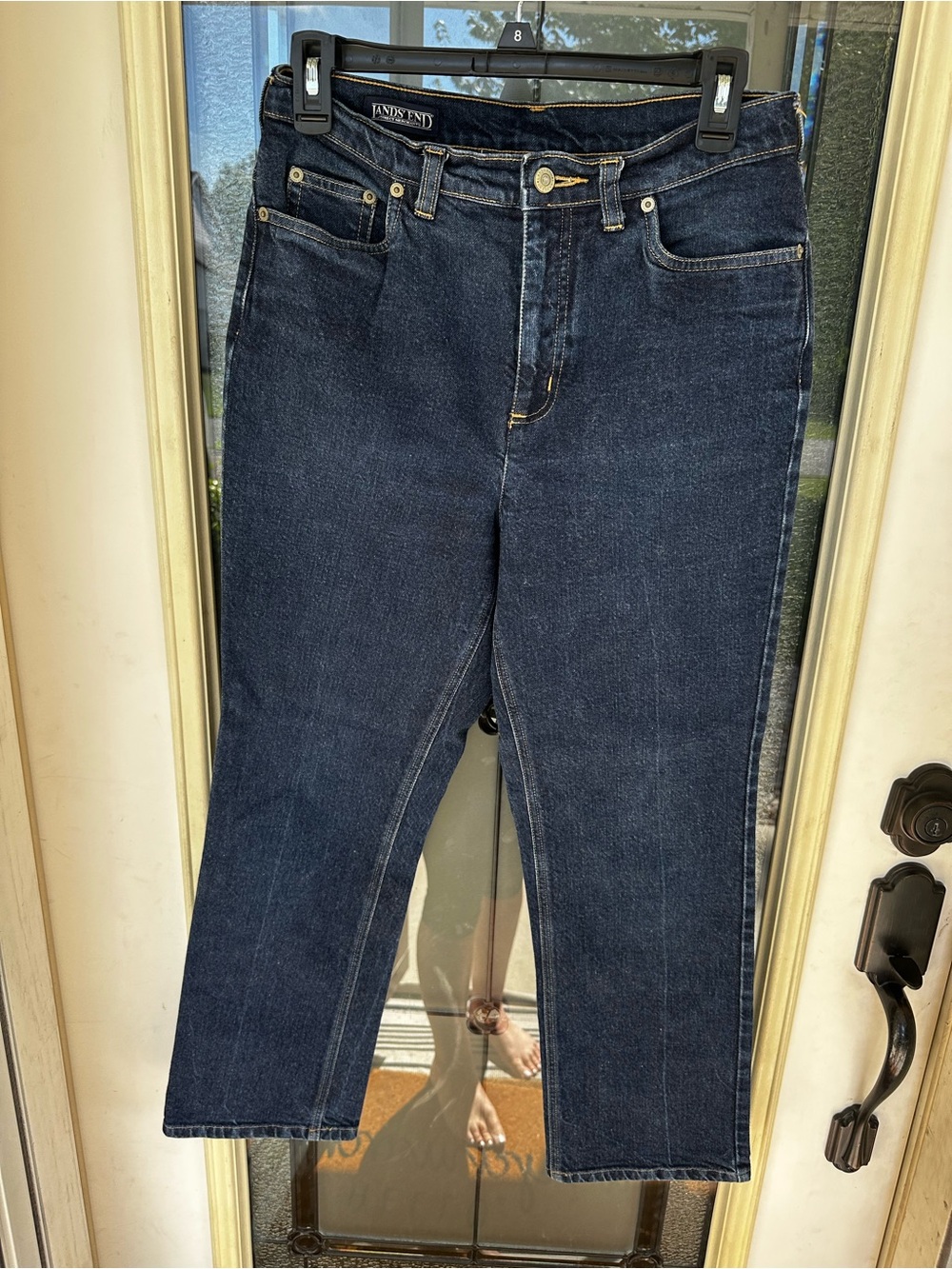 Lands End Women's Dark Wash Straight-Leg Jeans - Dark Blue